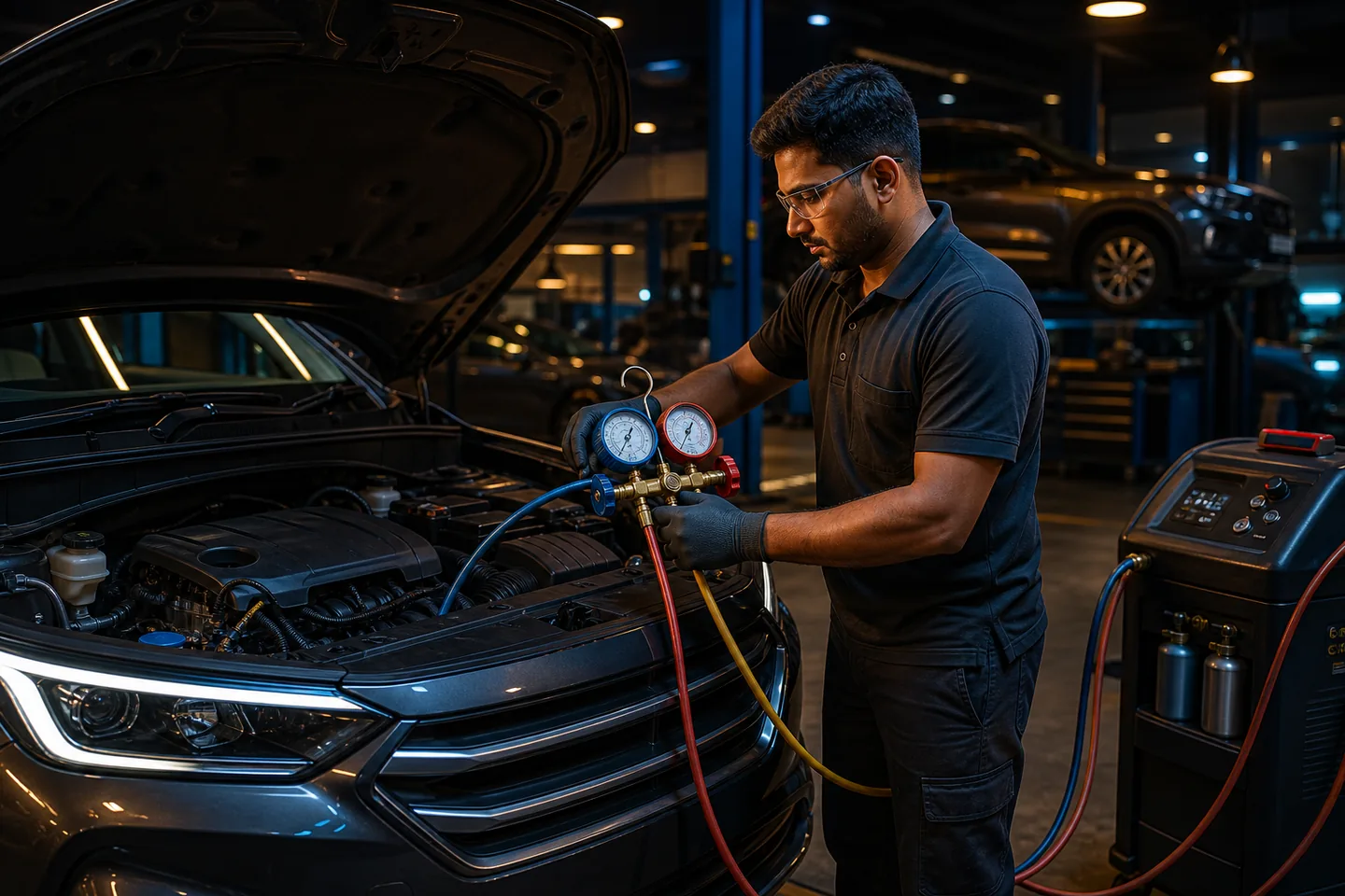 AC Gas Refill and Leak Inspection at Carwell Auto Shop