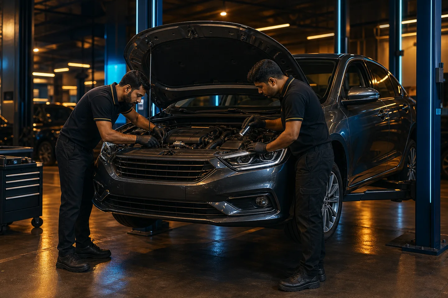 Carwell technician performing a complete car inspection